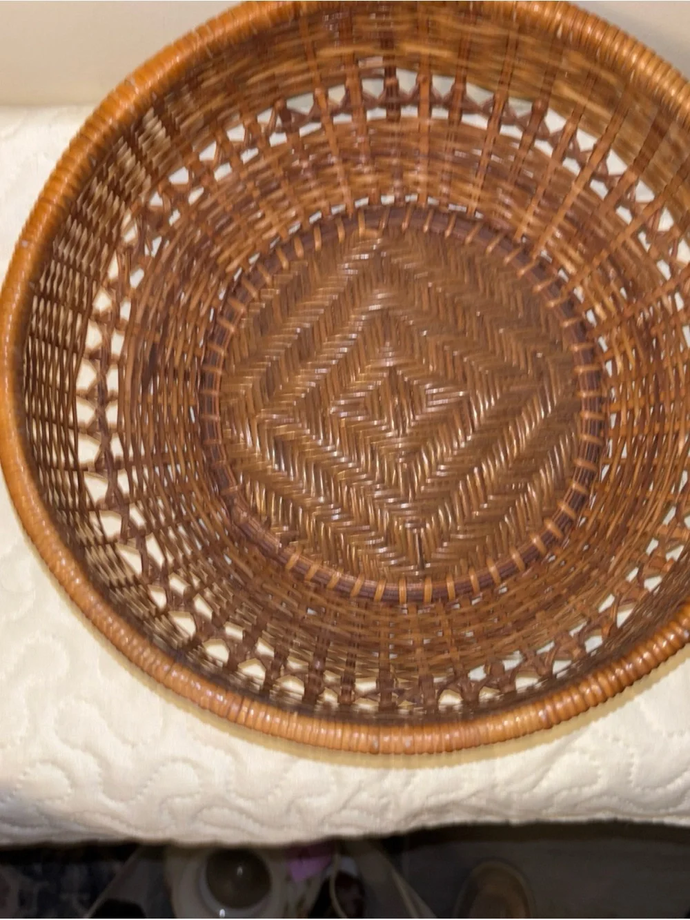 Hand-Painted Blue Woven Decorative Storage Basket